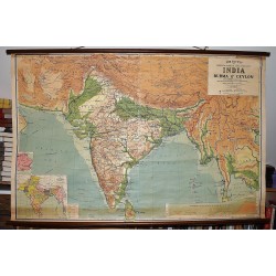 India, Burma and Ceylon: Philips' Comparative Series of Large School Maps (Large Pull Down Map)